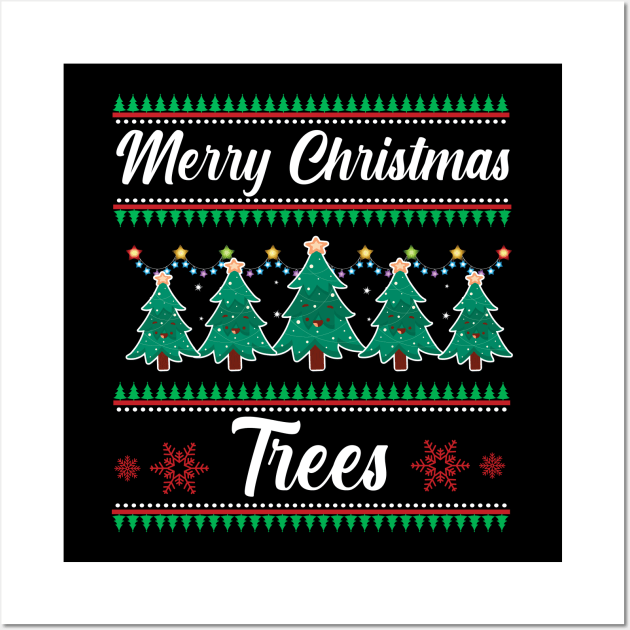 Funny Merry Christmas Tree Ugly Sweater Wall Art by jodotodesign